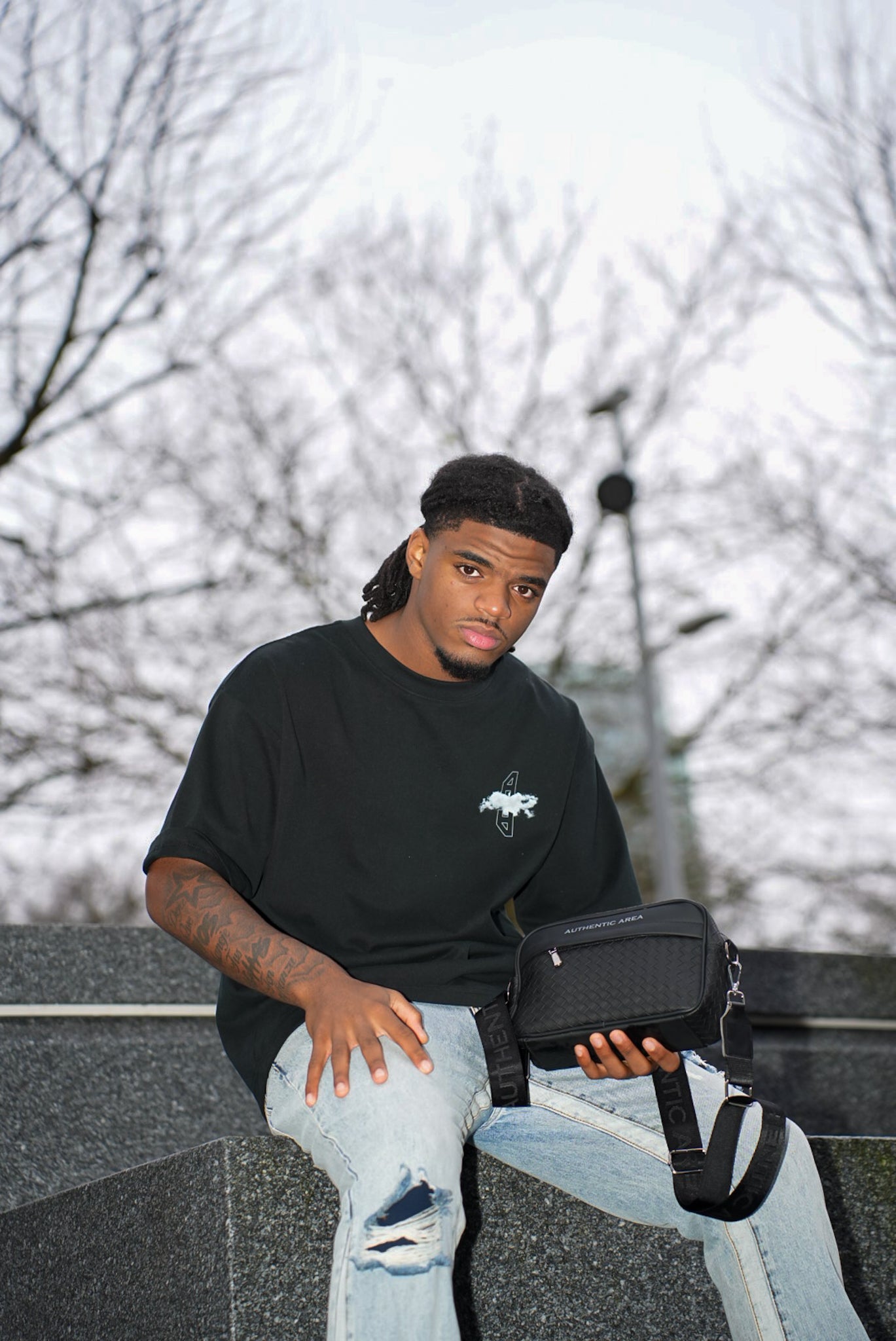 Structured Messenger Bag Black