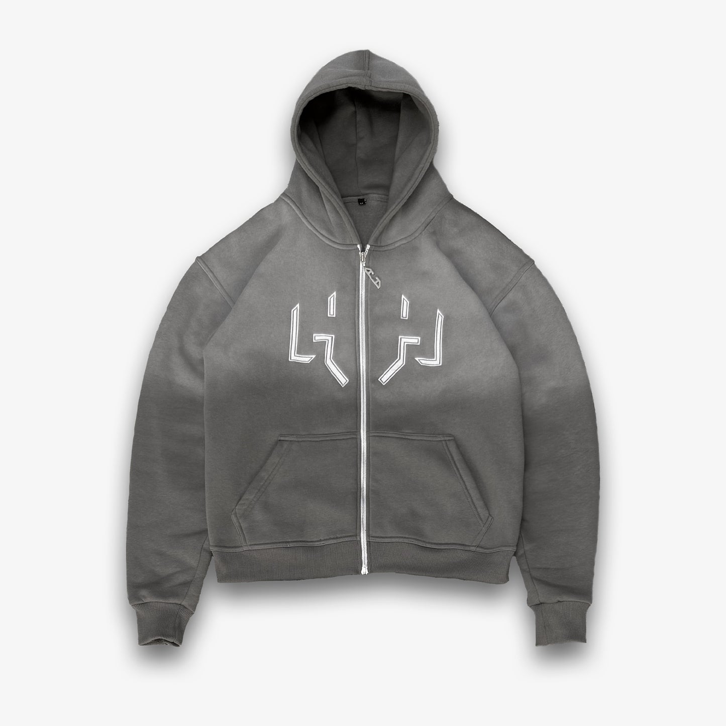 Oversized Washed Zip Hoodie Grey