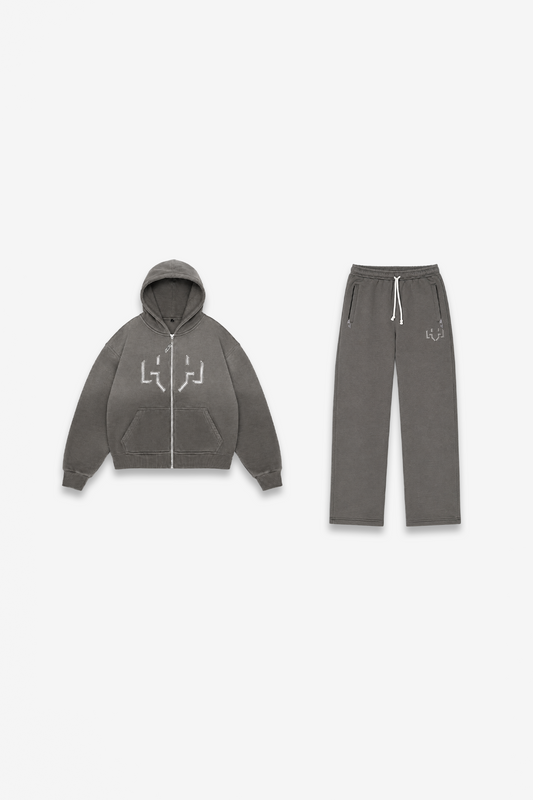 Oversized Washed Tracksuit Grey
