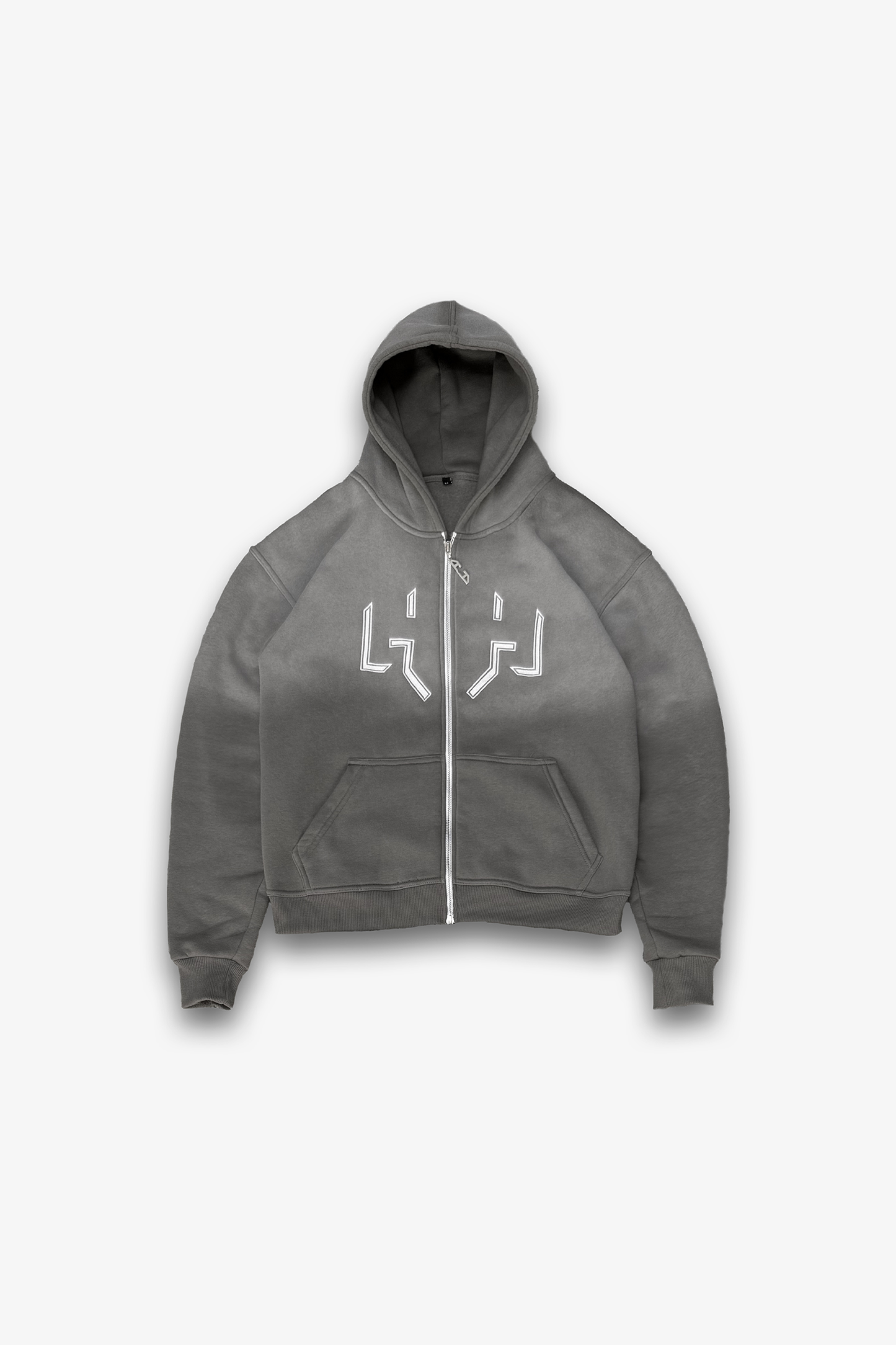 Oversized Washed Zip Hoodie Grey